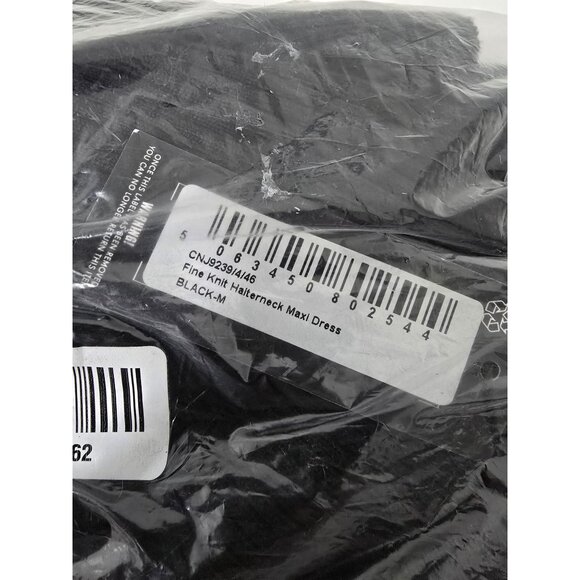 PrettyLittleThing Black Fine Knit Halterneck Maxi Dress In Black Size Medium - Picture 9 of 9